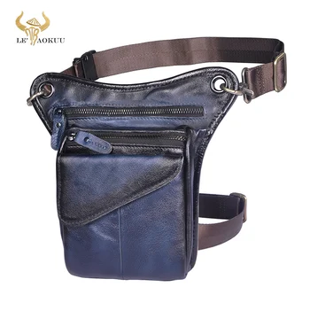 

Original Leather Men Multi-function Design Casual Travel Sling Messenger Bag Fashion Fanny Waist Belt Pack Drop Leg Bag 211-3