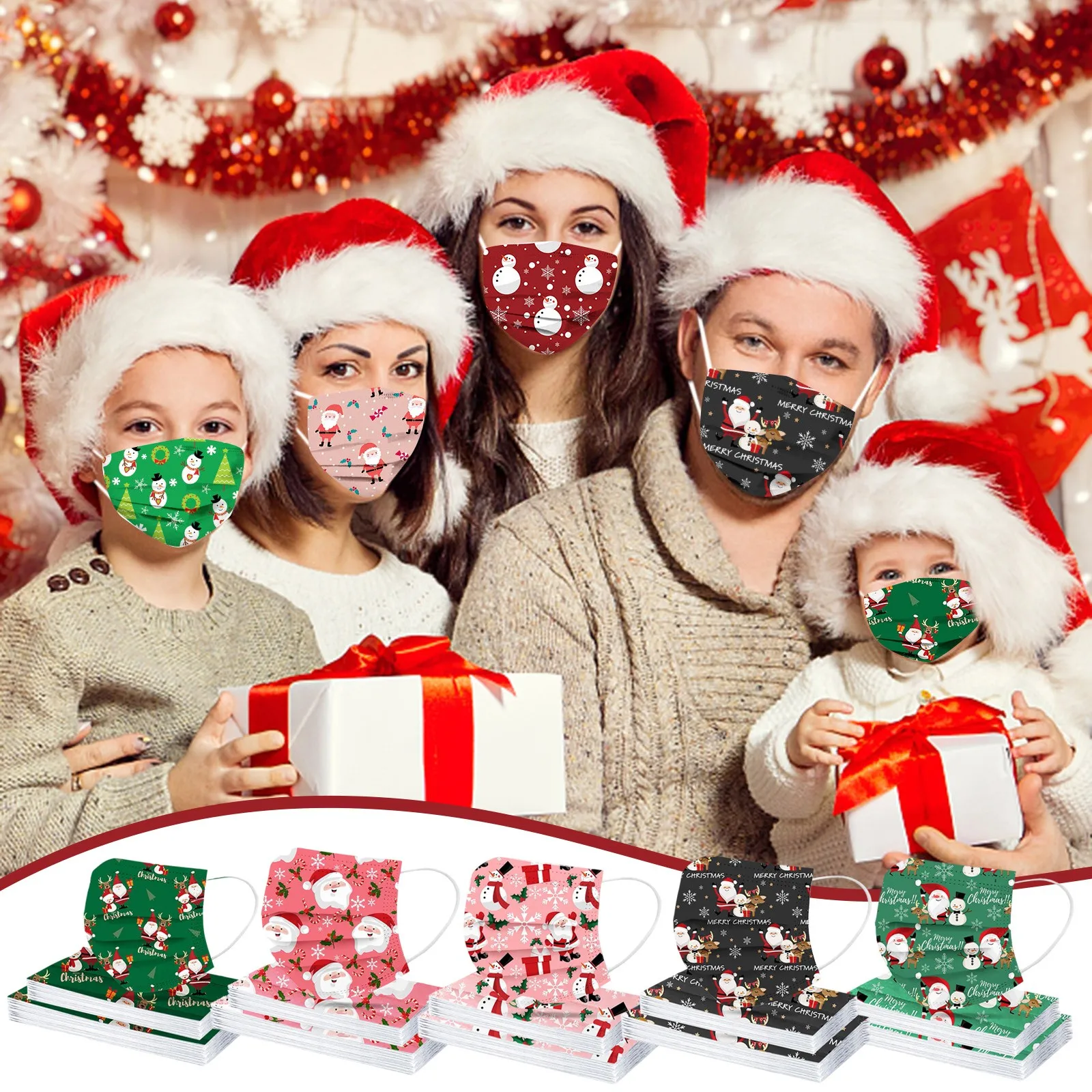 disposable Christmas three-layer Mask 25 adults Children mascarillas masque lavable face-mask cubre bocas mondmasker wasbaar |