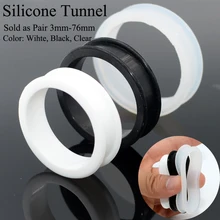 2Pcs Silicone Double Flared Ear Tunnel Plug Ear Piercing Supersize Flexible Flesh Tunnel Ear Gauge Expander Stretchers Piercing