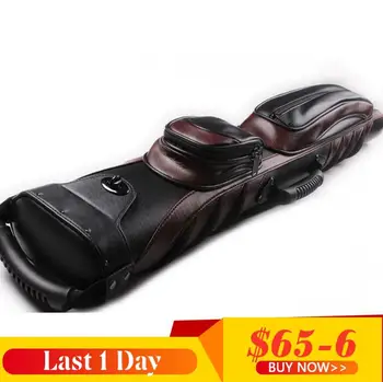 

New 6 Holes 2 Butts 4 Shafts Pool Cue Cases Leather PU Billiard Accessories 1/2 Cue Bag Red With Black Color Durable China 2019