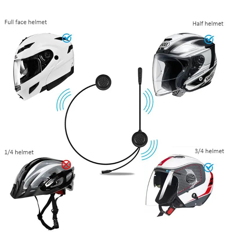 Наушники для мотоциклетного шлема, беспроводная гарнитура Bluetooth, двойной стерео динамик A6HE