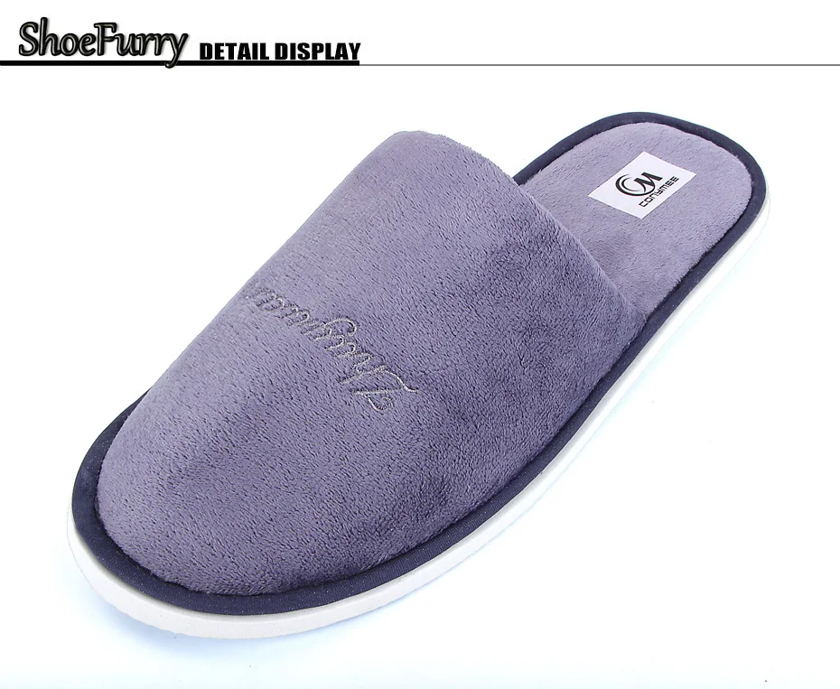 ShoeFurry/зимние тапочки; мужская повседневная домашняя обувь; Мягкие плюшевые теплые домашние тапочки для спальни; мужские и женские портативные тапочки для спа-отеля