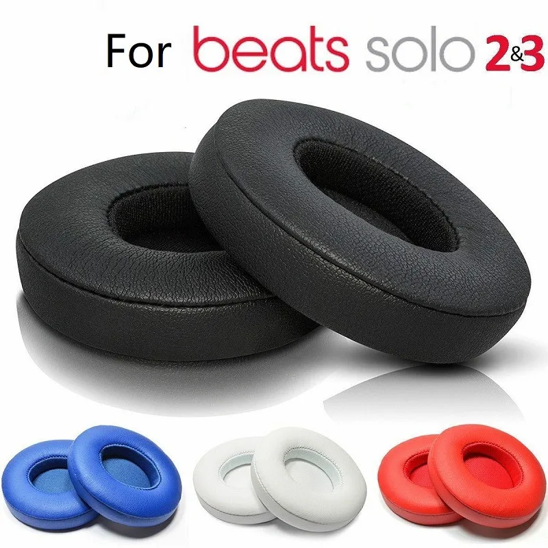 

2Pcs Wireless/Wired Replacement Ear Pads Cushion For Beats By Dre Solo 2 Solo 3 PU Leather Ears Cup Cushion Earphone Accessories