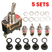

5pcs SPST 2Pin Car Boat 15A 250V ON/OFF Rocker Toggle Switch+Waterproof Boot Poly Propylene Materials manual measurement.