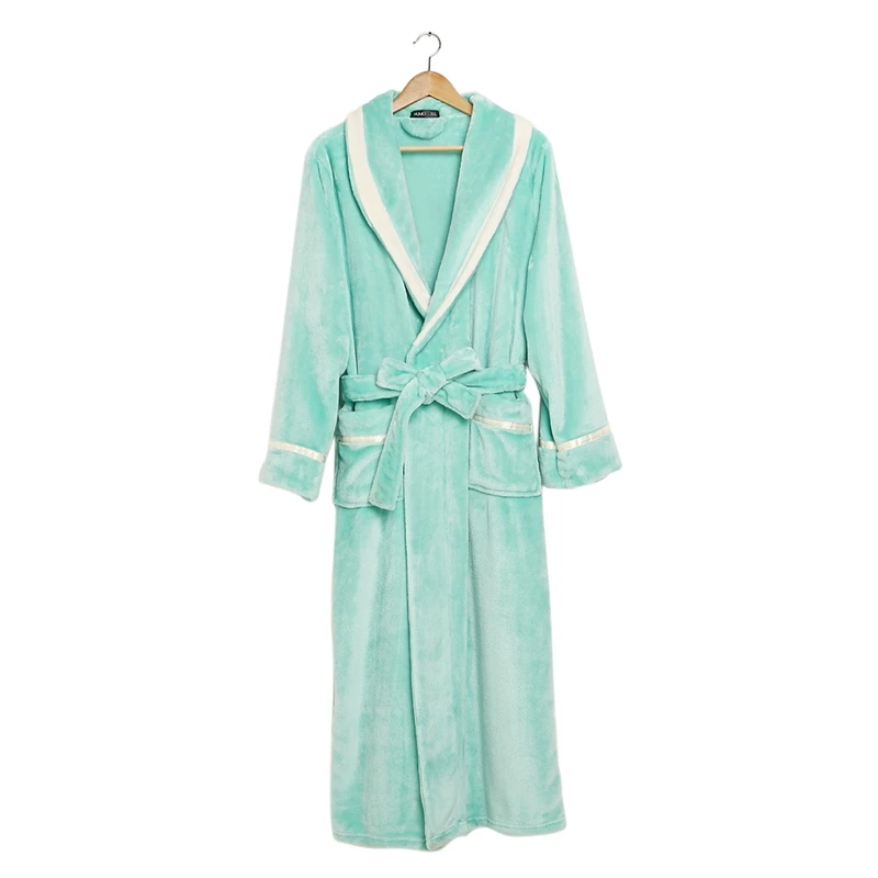 Bathrobe Coral Fleece Kimono Robe Winter Warm Sleepwear Lovers Couple Nightgown Bath Robe Bridesmaid Long Dressing Gown