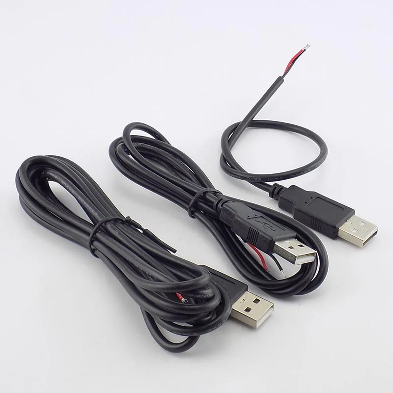 0,3/1/2 M DC 5V USB 2,0 Тип A входящий штекер 2 Pin кабель Питание зарядное устройство для смарт-устройств DIY разъем провода M20
