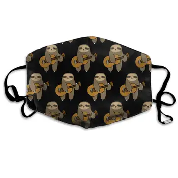 

Comfortable Two Layer Dust Mask, Soft Sloth Play Guitar Face Mask Cover Mouth for Adults and Teens