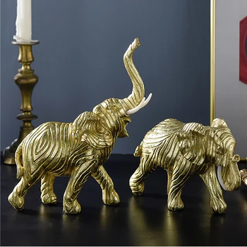 

Nordic Art Luxury Golden Elephant Crafts Decoration Simple Home Resin Entrance Office Living Room Animal Statue Decoration Gift