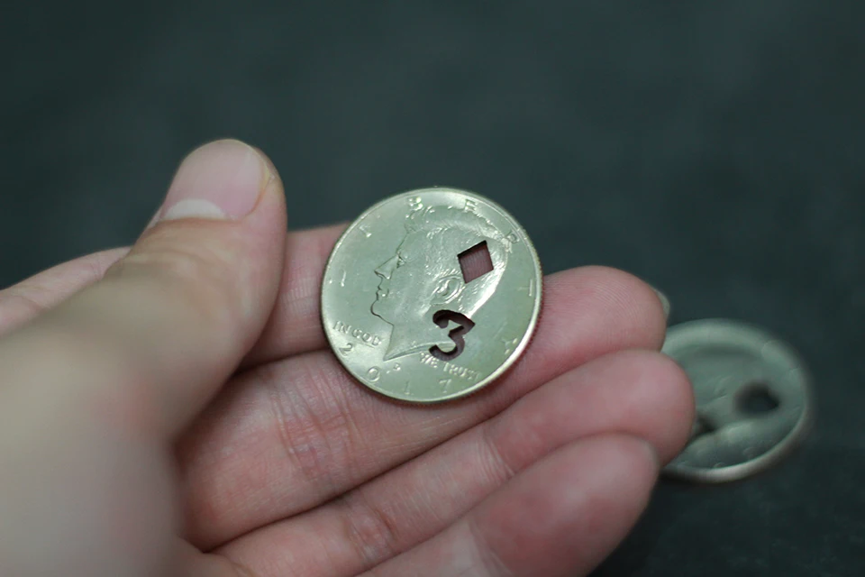7 сердец/3 квадратных полдоллара бренд монета волшебник крупным планом иллюзии аксессуары фокусы, трюк реквизит предсказание Magia