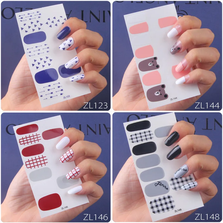 

14tips/sheet Beauty Nail Art Stickers Full Cover Sticker Wraps Decorations DIY Manicure Slider Nail Vinyls Adhesive Nails Decals