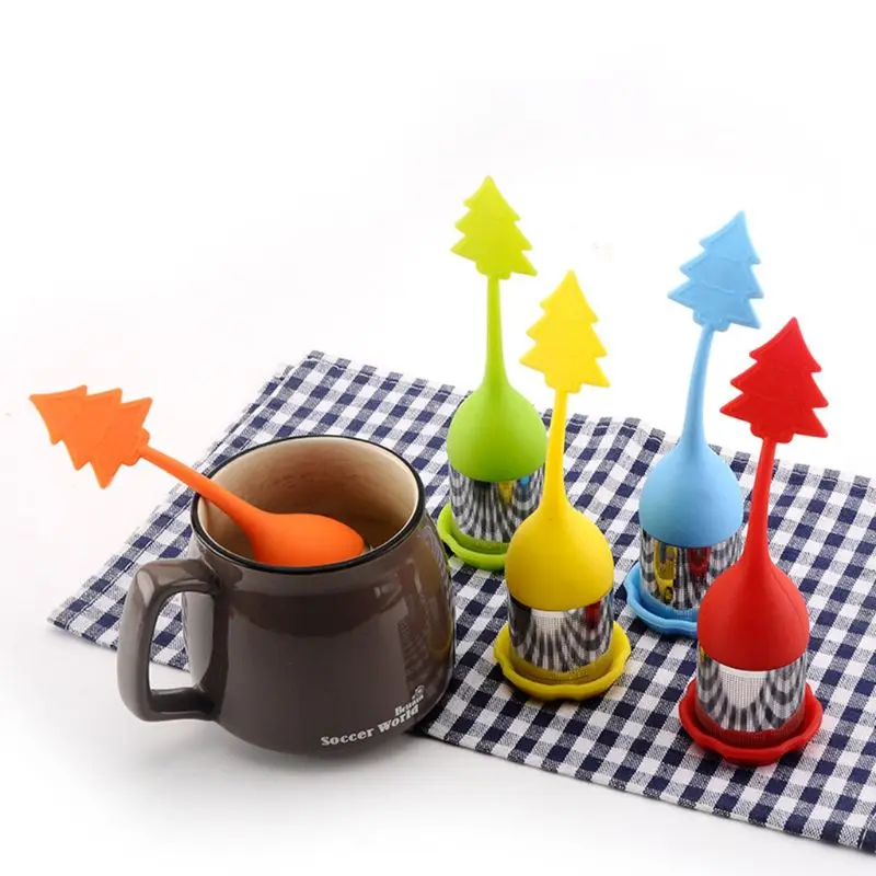 5 шт. силиконовая форма рождественской елки для чая, милый мультяшный Чайный фильтр 634E