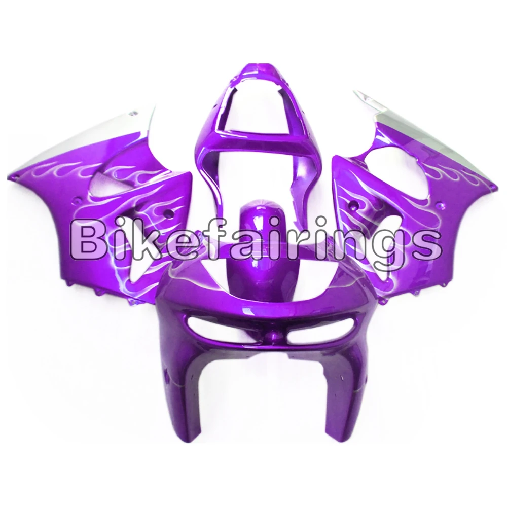 

Purple and Silver Flames ABS Cowlings For Kawasaki Fairing Kit 1998 1999 98 99 ZX-6R ZX 6R 98 99 zx6r 636 Complete Bodywork Kit