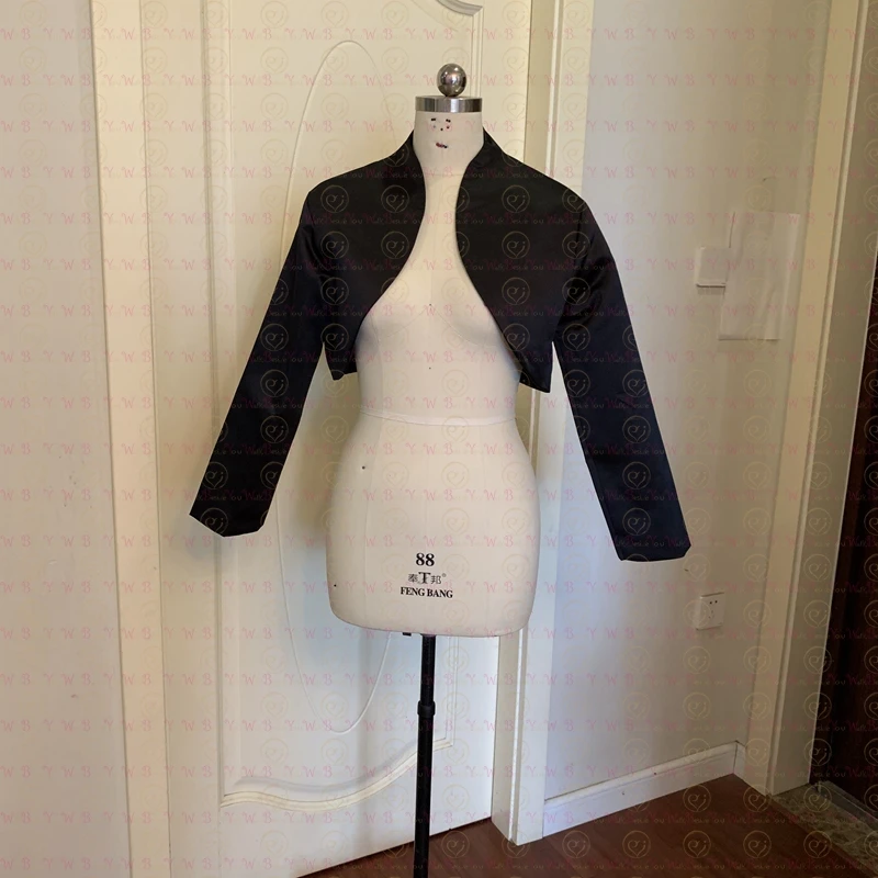 Wedding Jacket Women Full Sleeves Satin White Bridal Bolero etole femme mariage Bride Coat Made Size/Color