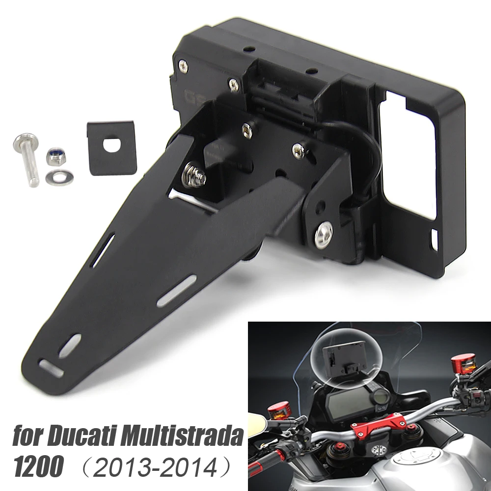 

For Ducati Multistrada 1200 Motorcycle 2013 2014 GPS Phone Holder Stand Bracket USB Charger GPS Moto