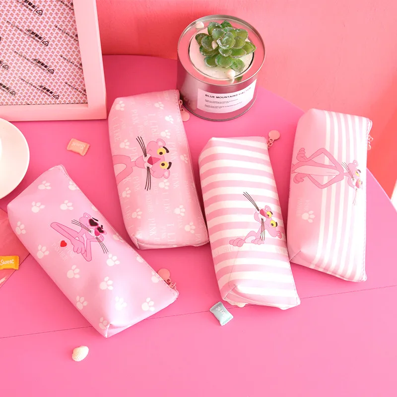 

Cute Cartoon Desktop Pen Holder Office School Storage Case Clear White Black Color Plastic Box Desk Pen Pencil Organizer