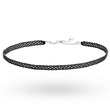 

Woven Fabric Black Choker Necklace Bracelet Fit Fine Snake Chain Bracelet Bangle 925 Sterling Silver Bead Charms Jewelry