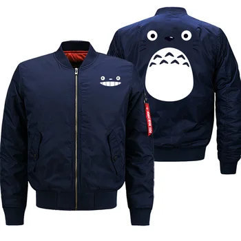 

Winter Homme Jackets Hip Hop Totoro Cartoon Cute Print Streetwear Motorcycle Bomber Hip Hop Harajuku Coat Thick Jacket Mens