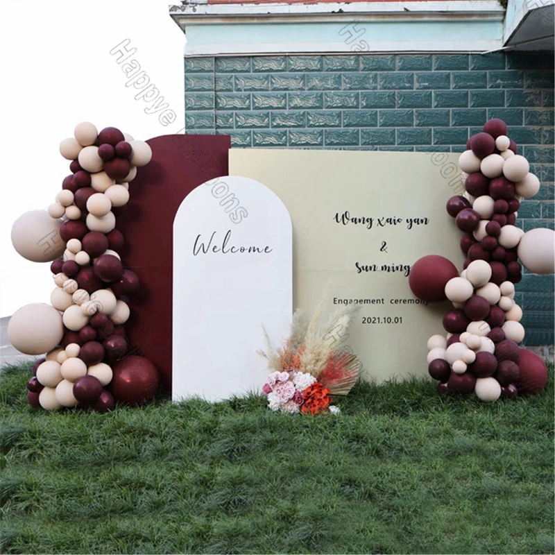 

186pcs Wedding Engagement Decoration Doubled Dusty Wine Red Apricot Latex Balloon Garland Arch Chain Set DIY Anniversary Decor