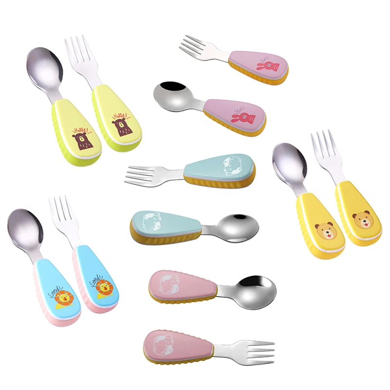 

Baby Feeding Spoon Fork Set Stainless Steel Toddler Infant Tableware Child Flatware Kids Cutlery Baby Accessories