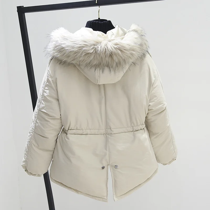 

2018 Winter New Style Korean-style Versatile Solid Color Thick Waist Hugging Slimming Short Large Fur Collar Cotton Coat Women's