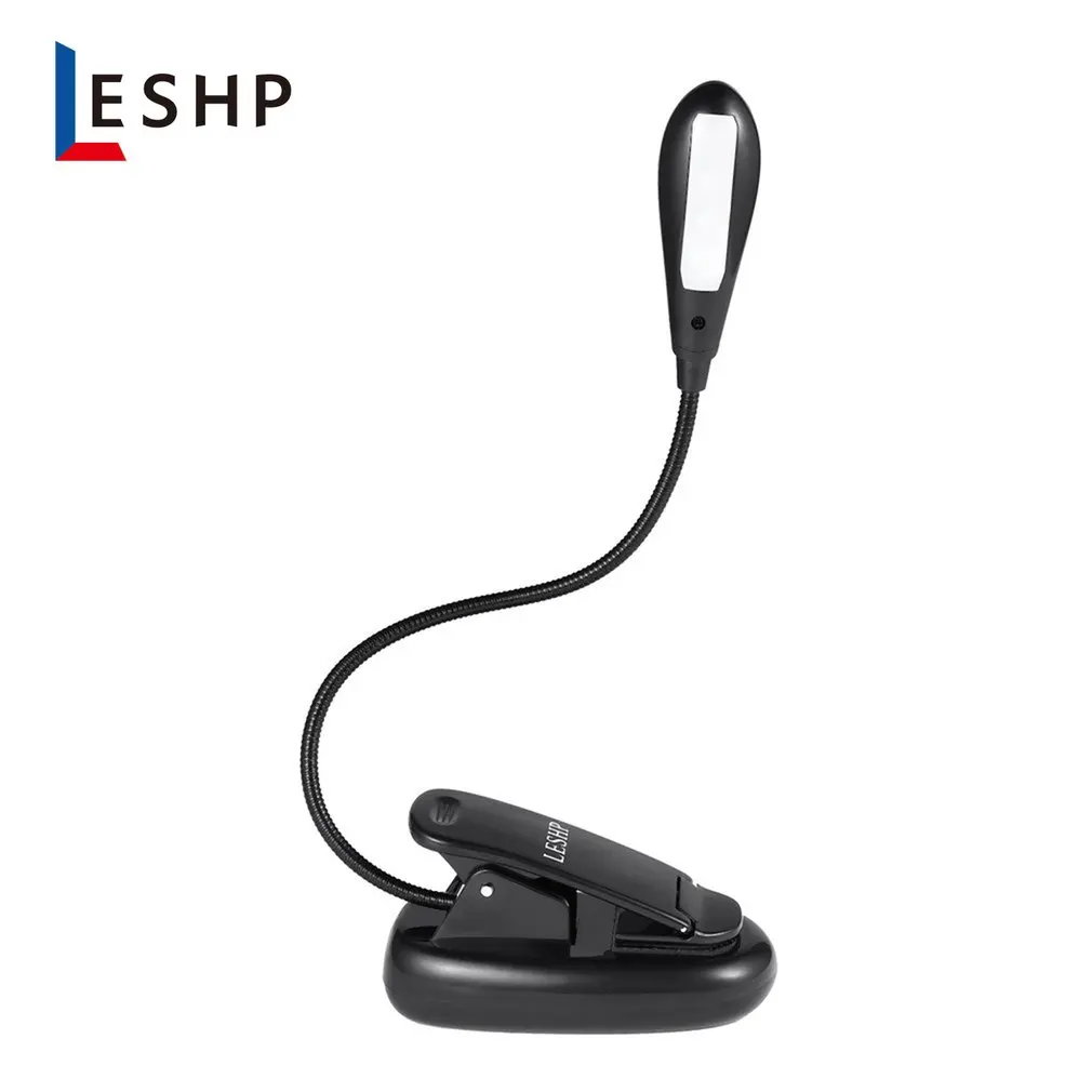 

LESHP Rechargeable 4LED Book/Music Light Flexible Clip Table Lamp Dimmable Adjustable Goose Neck Built-in 1000mAh Battery