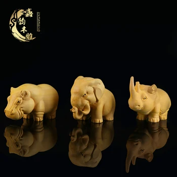 

Sculpture Crafts Boxwood carving Home ornaments Hippo Rhinoceros Elephant Arrangements Wooden artwork Creative Gifts