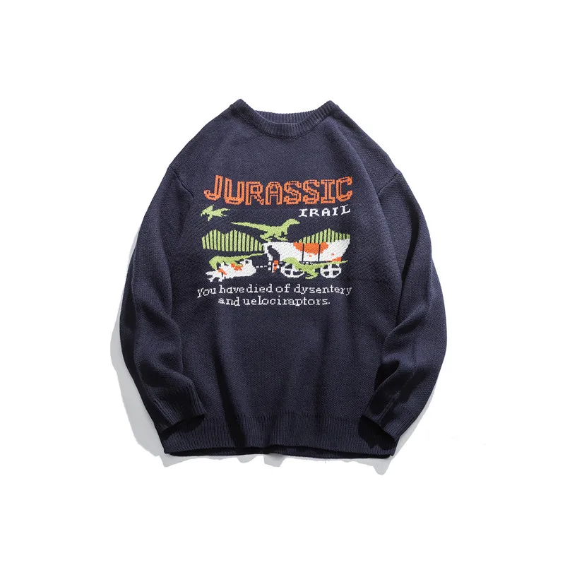 blue sweater Темный значок, жаккардовый вязаный свитер для мужчин и женщин, Зимний пуловер, мужской свитер, уличная одежда, свитера для мужчин - Цвет: blue sweater
