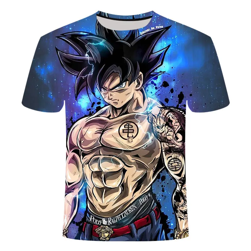

2019 New Harajuku Dragon Ball Printing Short T-shirt Men's Summer Casual 3D Short T-shirt Large Size White Men's Workout T-shirt