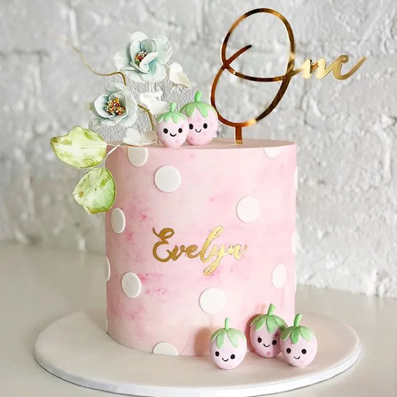 Del Bambino "Di Un" Acrilico Felice Torta Di Compleanno Topper Oro Nero Di Compleanno Cake Topper Per Le Decorazioni Della Torta Bambini Festa Di Comp