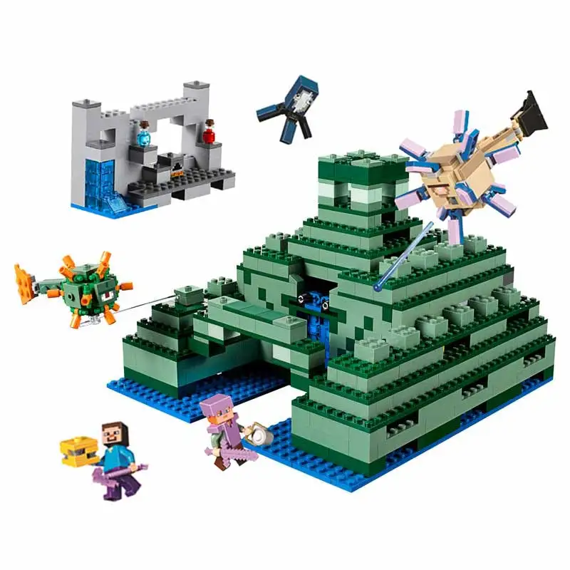 Ocean Monument Building Blocks With Steve & Guardian Action Figures Compatible My World Bricks Set Gifts Toys 21136 Ocean Monument Building Blocks With Steve & Guardian Action Figures Compatible My World Bricks Set Gifts Toys 21136