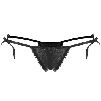 

Sexy Tempting Women's T-shaped Pants T-shaped Pants Lace Up Large Cute Girl Day Department Transparent Bow Underpants Female