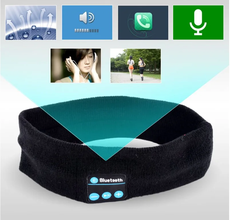 V5.0 беспроводной Bluetooth платок музыка оголовье вязаные головной убор для сна спортивная повязка наушники Динамик гарнитура