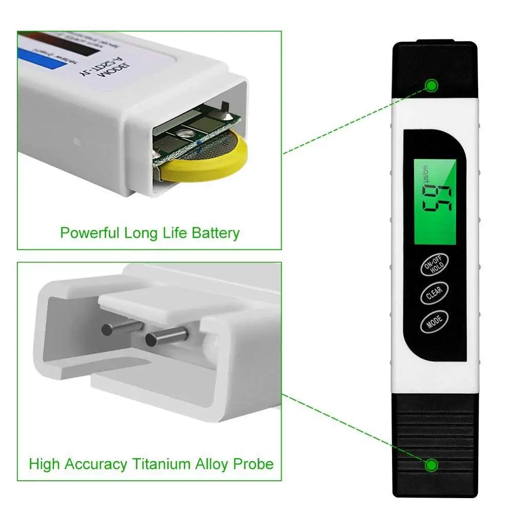 TDS  , TDS EC  µ , 3 in 1, 0-9999 ppm , ļ , Ŀ, 