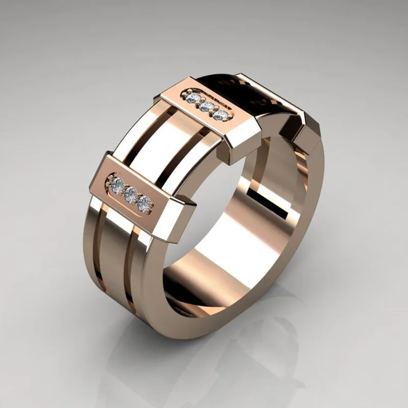 Мужские кольца Huitan в стиле хип-хоп, серебро/золото/розовое золото, геометрическое мужское кольцо с камнем, модные подарки, кольцо для гаджета - Цвет основного камня: B2914