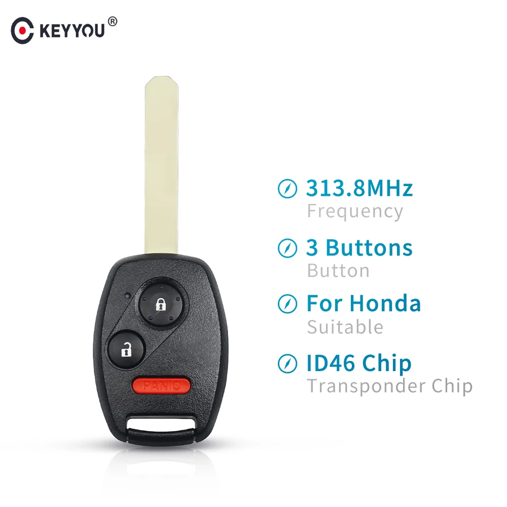 Set of 2 MLBHLIK-1T Key Fob Keyless Entry Remote fits Honda Accord//CR-V//CR-Z//Fit // Insight 2007 2008 2009 2010 2011 2012 2013 2014 2015
