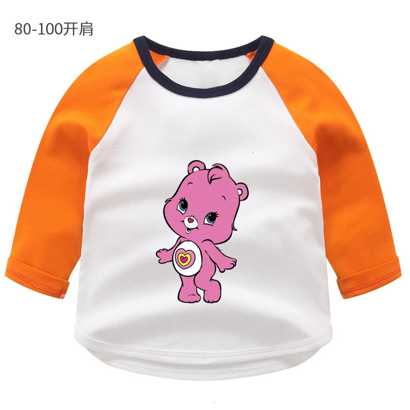 Летнее платье с О-образным вырезом топы для мальчиков и девочек, Care Bears цветные туфли с длинным рукавом для маленьких мальчиков с изображением мультипликационных персонажей для детей футболка для детей - Color: as picture