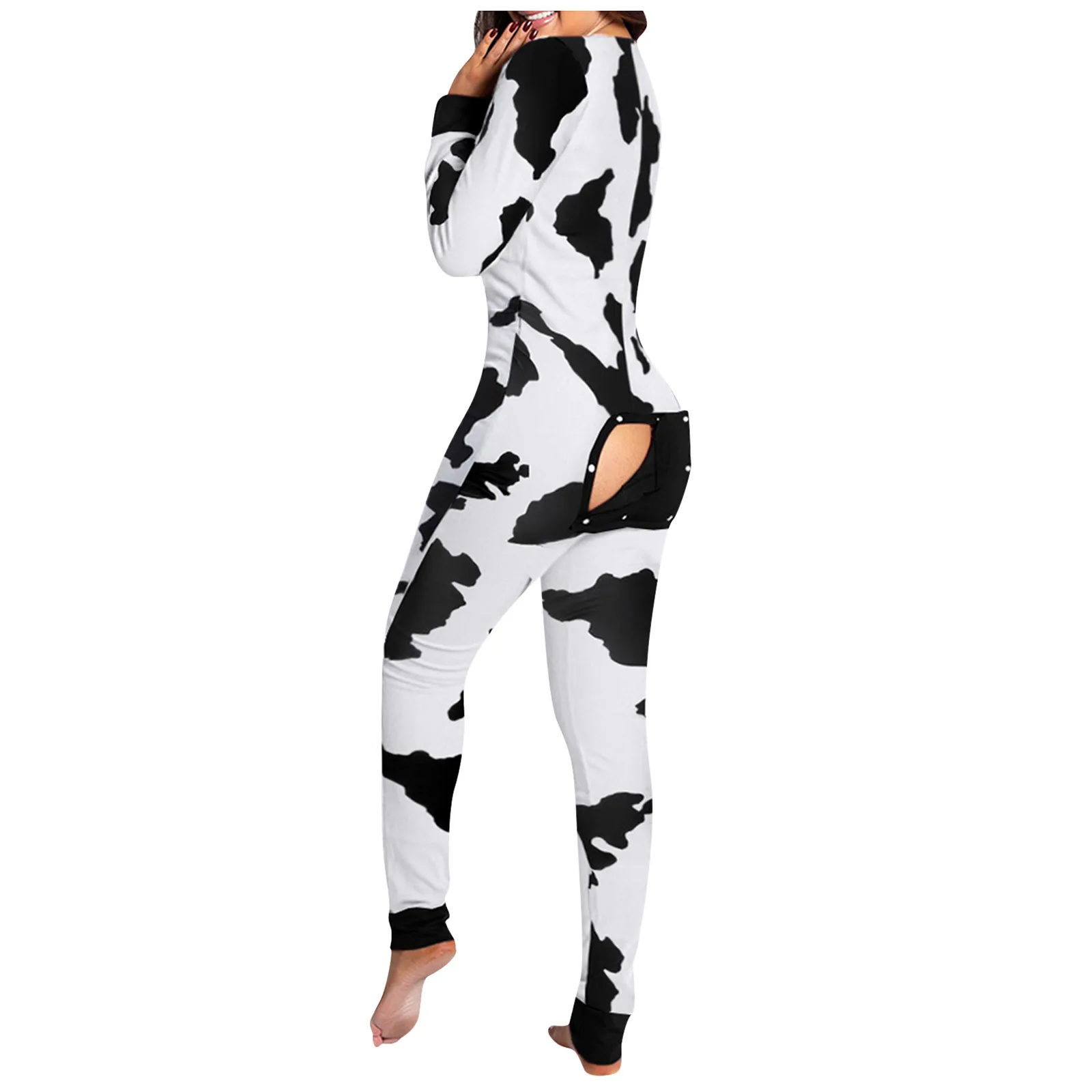 Women Bodysuit Sleep Wear Set Red Plaid Print Onesies Pajamas With Butt Flap For Adults Sexy Sleepwear Romper Women's Tracksuit Open Butt Playsuit Bodysuits