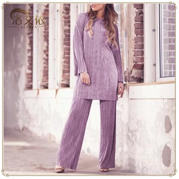 

WEPBEL 2pcs Women Clothes Set Turkish Middle East Fashion Set 5 Color Loose Long-Sleeved Kit Ramadan