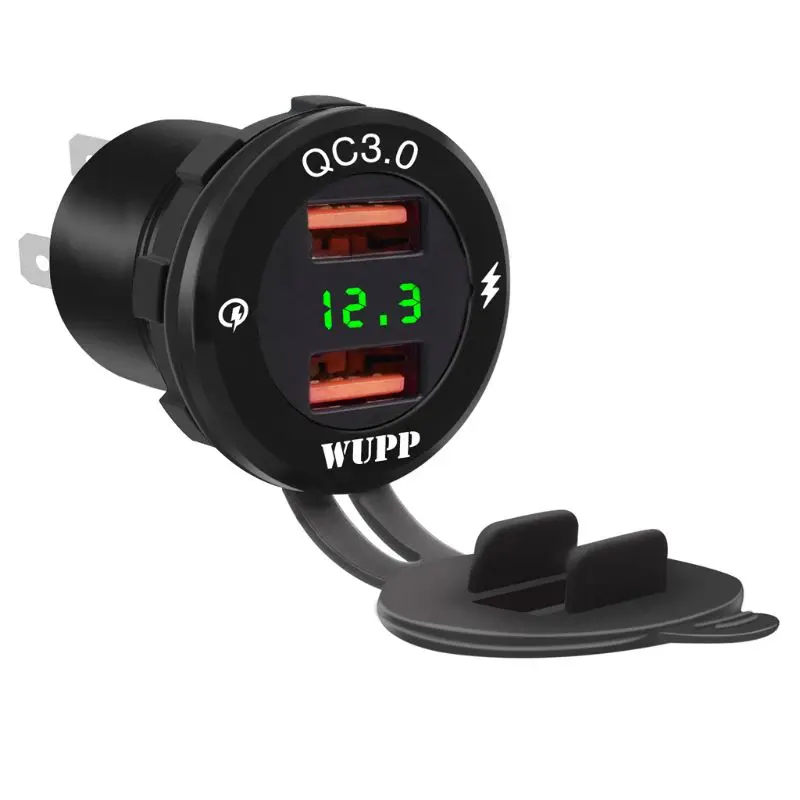 12 В/24 В алюминиевый водонепроницаемый двойной QC3.0 USB быстрое зарядное устройство адаптер питания с светодиодный вольтметр для автомобиля морской лодки