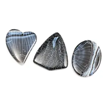 

5pcs Black Natural Stone Agates Charms Pendants Weathering Dragon Bone Agates for Women Jewelry Making Necklace Earrings