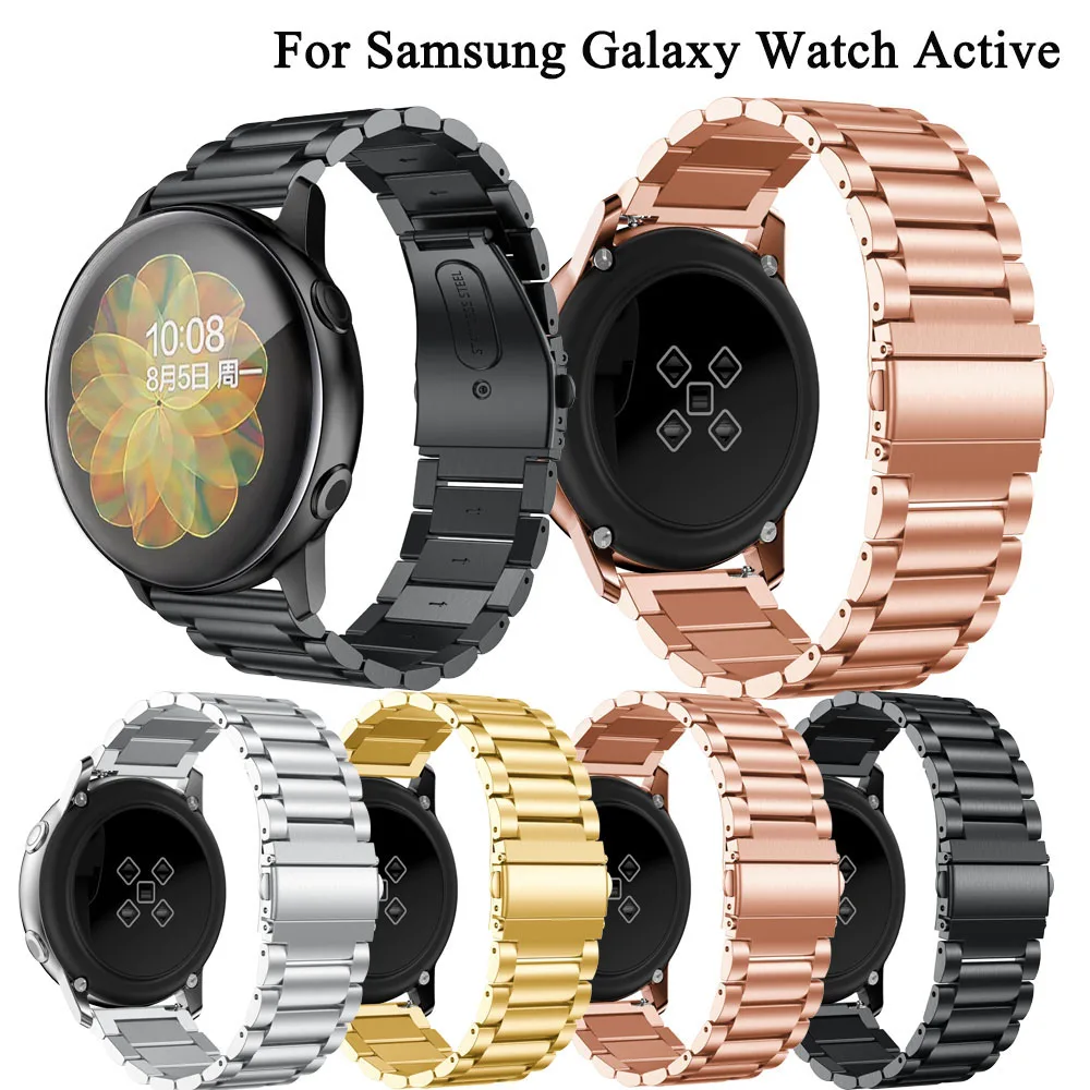 Ремешок для часов samsung galaxy watch active 2 44 мм 40 мм полосы 20 мм металлический браслет из нержавеющей стали ремешок для amazfit bip