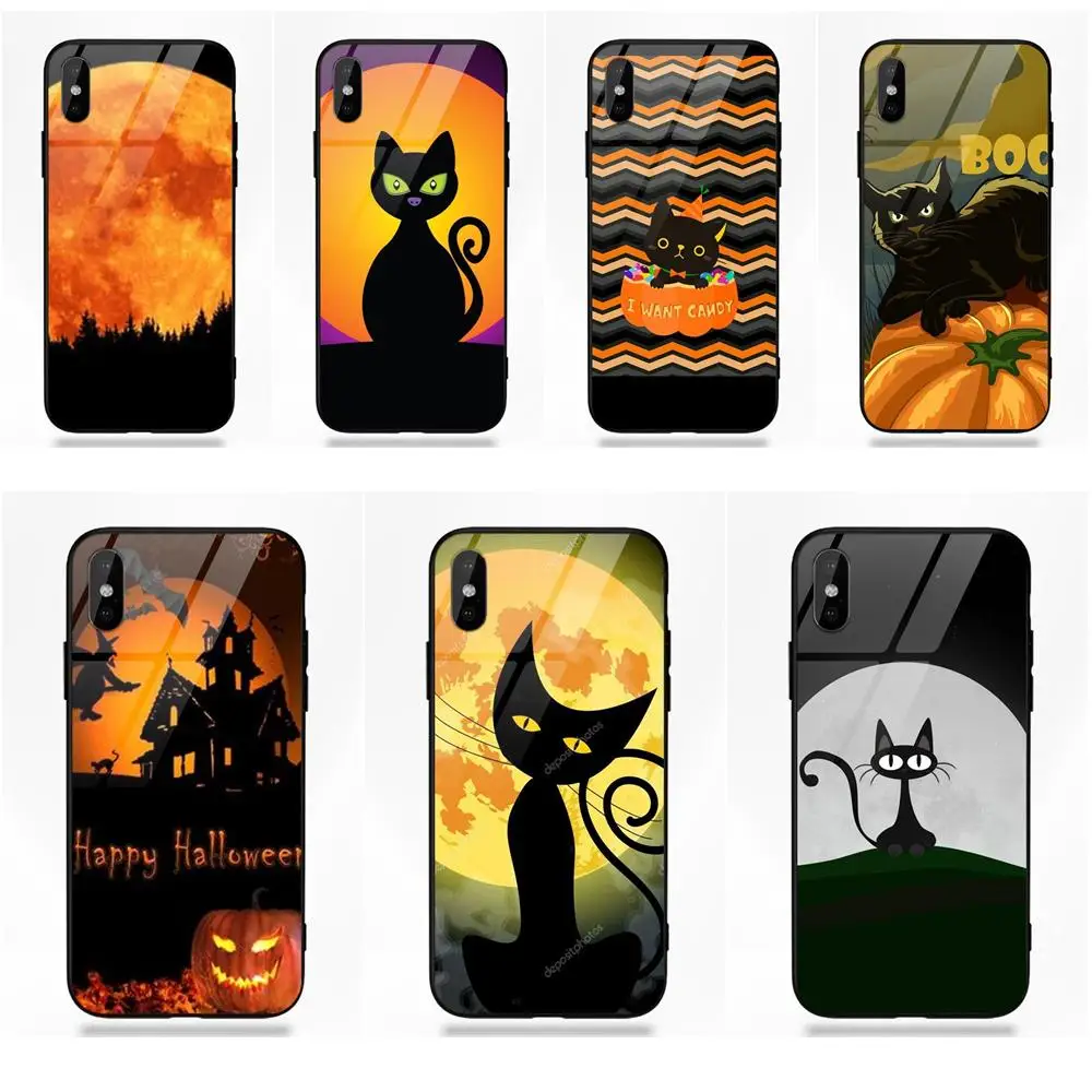Хэллоуин Moon Cat для Apple IPhone X XS Max XR 5 5C 5S SE 6 6S 7 8 Plus Топ детализированный Мягкий ТПУ