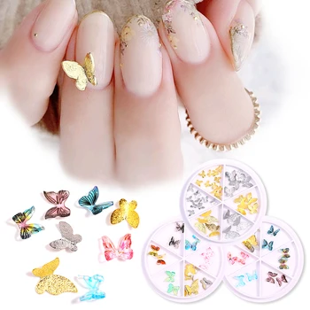 

Metal Gold Butterfly 3D Nail Decoration Colorful Resin Studs Nail Jewelry Beads Nail Art Decoration Mini DIY Accessories