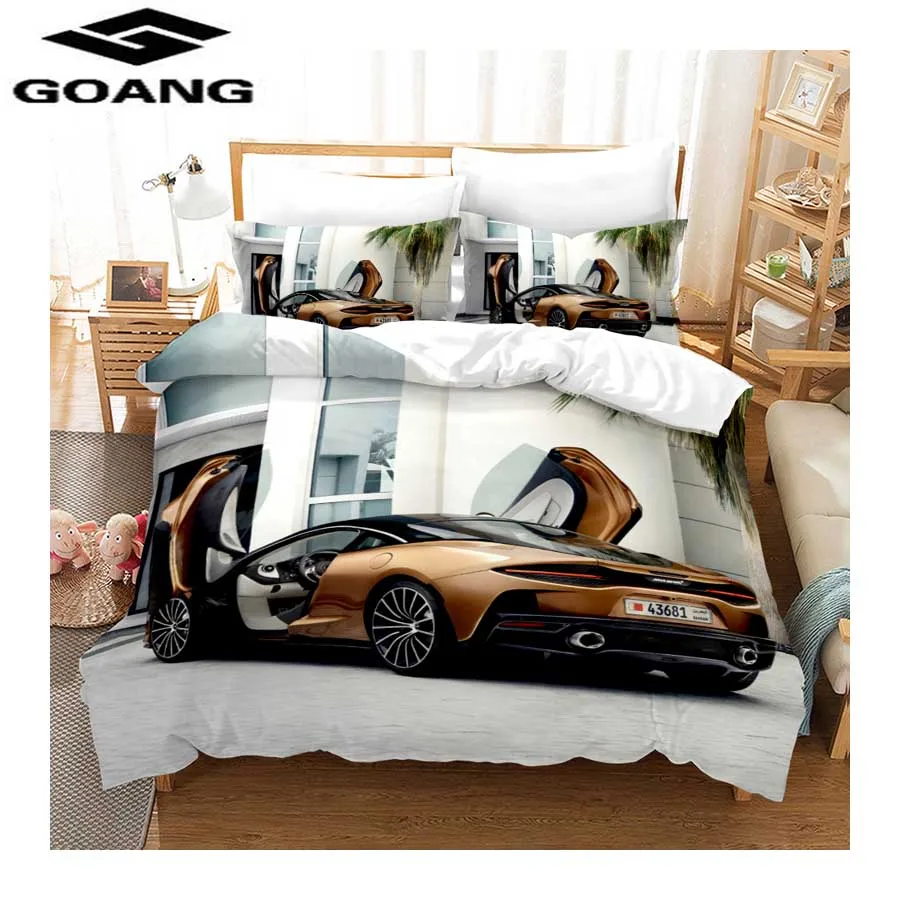 Черный GOANG super king size постельное белье простыня пододеяльник и наволочка 3d цифровая печать Стильный современный спортивный автомобиль - Цвет: Черный