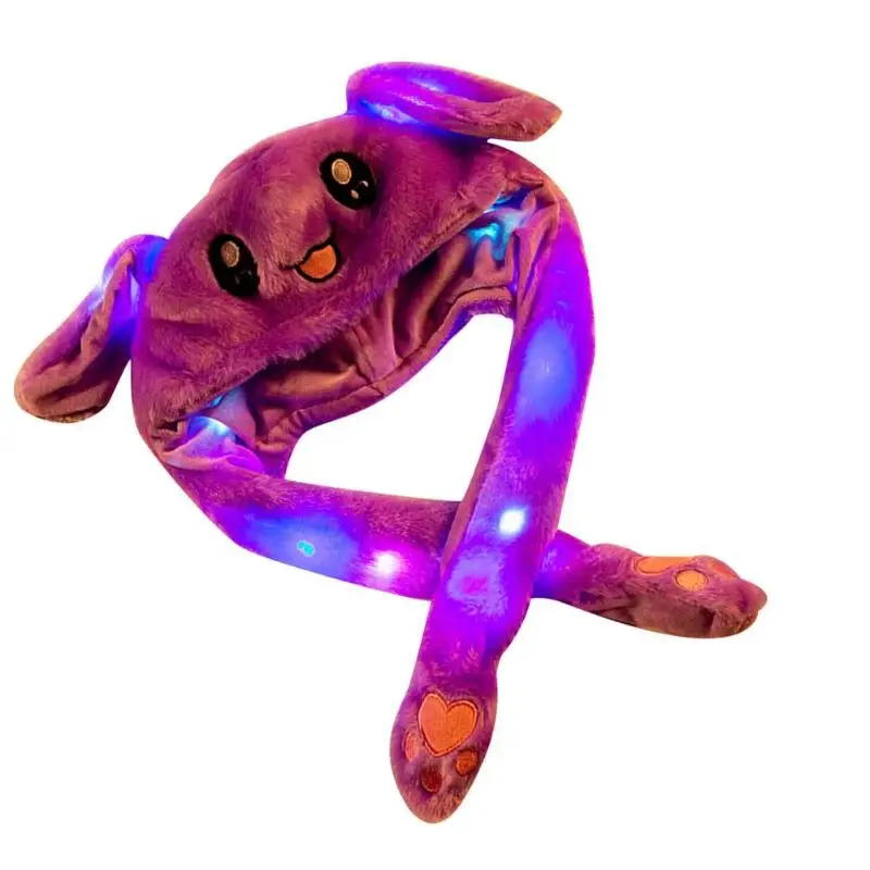 Funny Plush Rabbit Ears Hat Airbag Toy Hat Pinch Up Down Moving Ears Luminous Play Toys Cosplay Accessories Children Gift