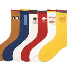 Женские Хлопковые гольфы в японском стиле Харадзюку; креативные трехцветные носки; забавные носки с надписью; k2743