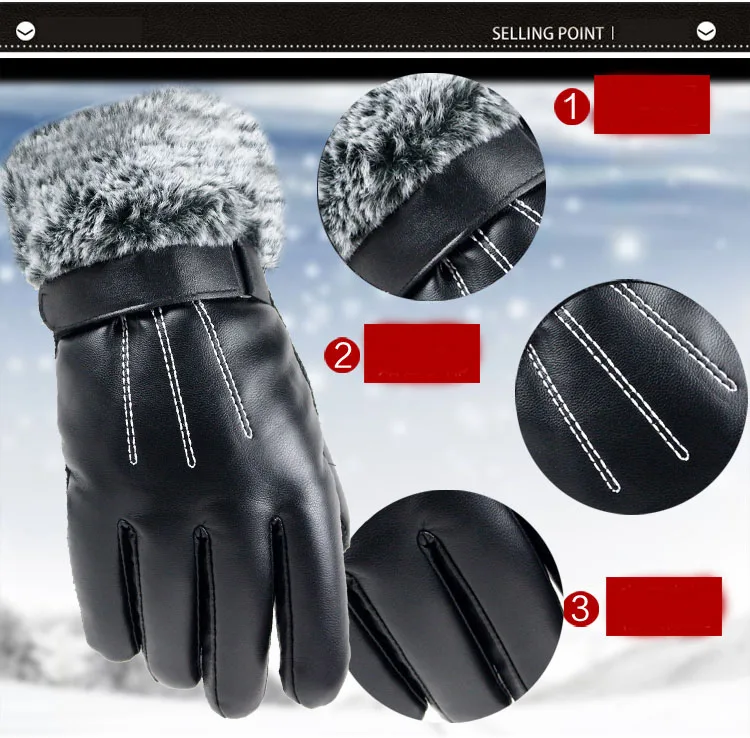 Для мужчин класса «Люкс» из искусственной кожи перчатки зимние ветрозащитные перчатки для вождения Для женщин толстые теплые перчатки