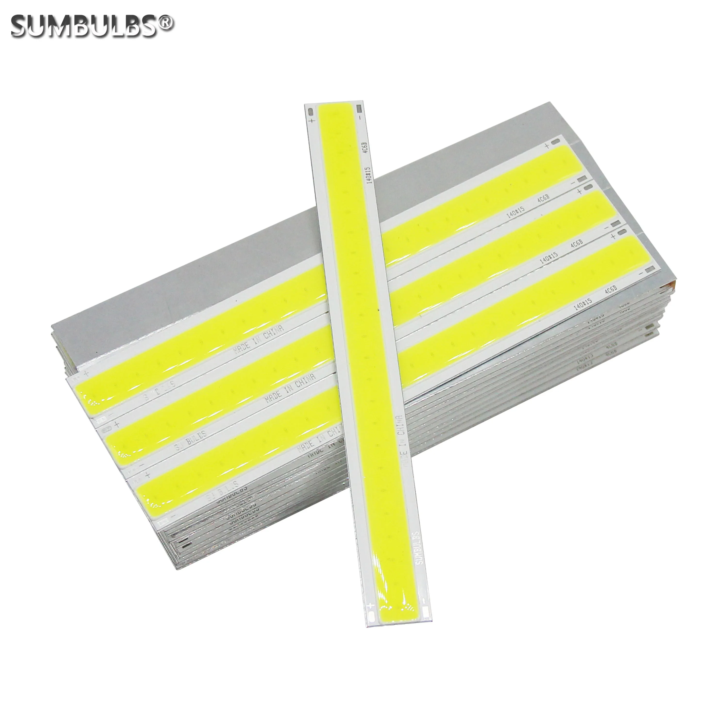 SUMBULBS 140x15mm DC12V 4W Bar COB Strip Light Source Bulb Warm Cold White High Bright LED for Daytime Running Lamp