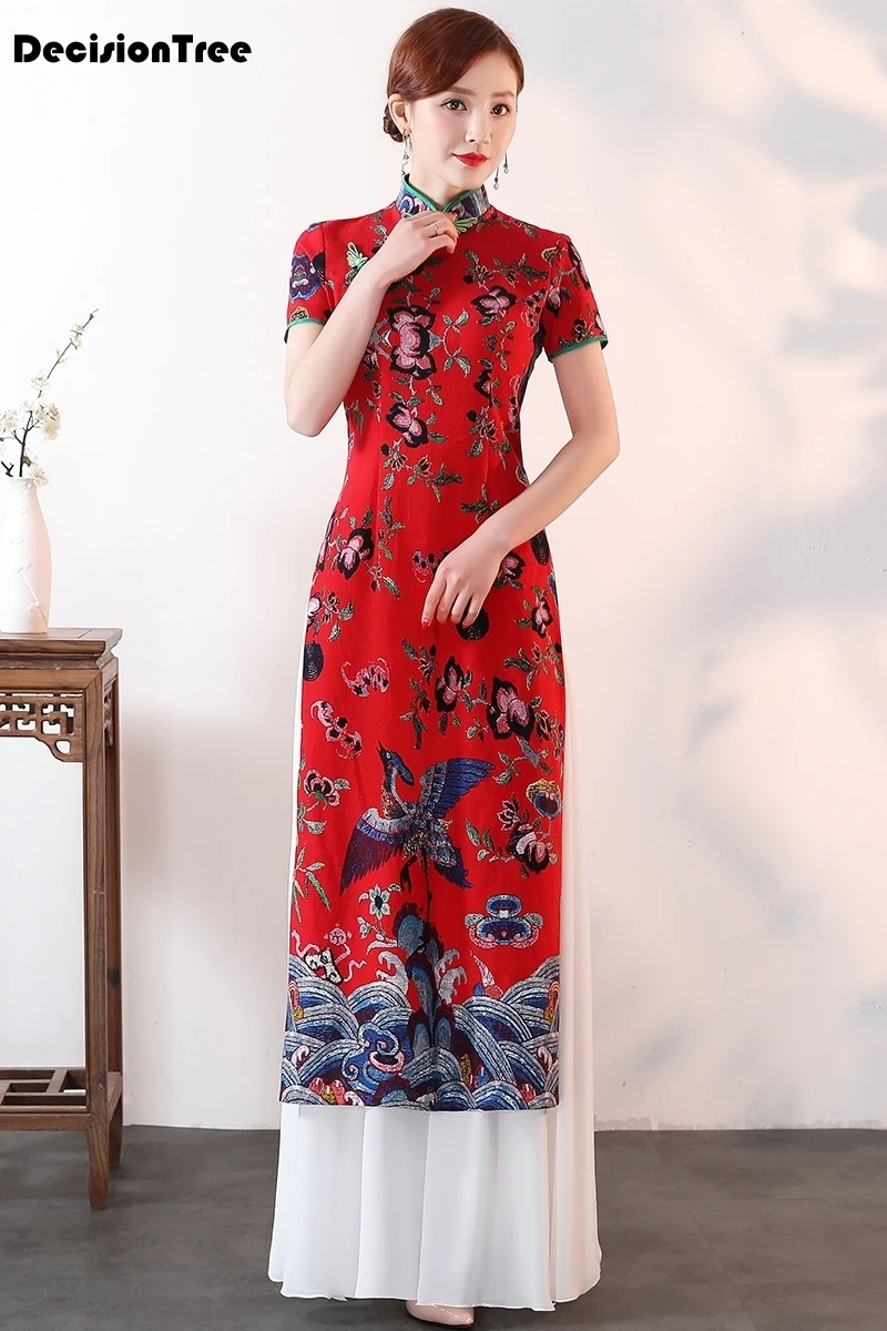 Вьетнам aodai Китайская традиционная одежда для женщин Ципао длинное китайское восточное платье современный чонсам