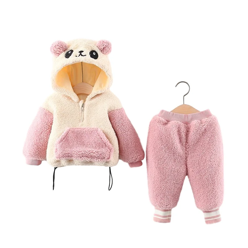 

Children's Clothing Winter Baby Children's Suit Cartoon Trousers Long-Sleeved Hooded Two-Piece Baby